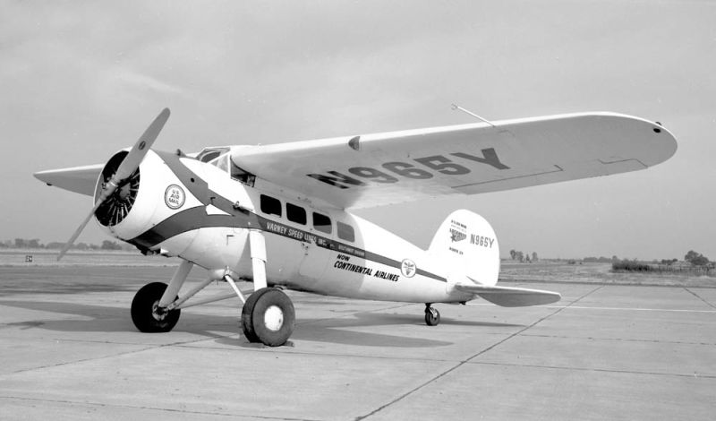 A Lockheed Vega 2, painted with Amelia Earhart’s Vega registration and Continental Airlines livery in 1965. (Bill Larkins)